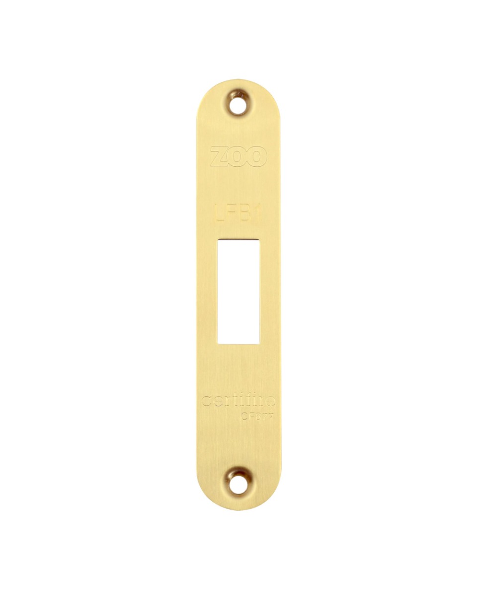 Zoo hardware Radius Forend, Strike and Escutcheon Pack For ZFB01 Fire Brigade Lock PVD Satin Brass ZFBAP01-R-PVDSB
