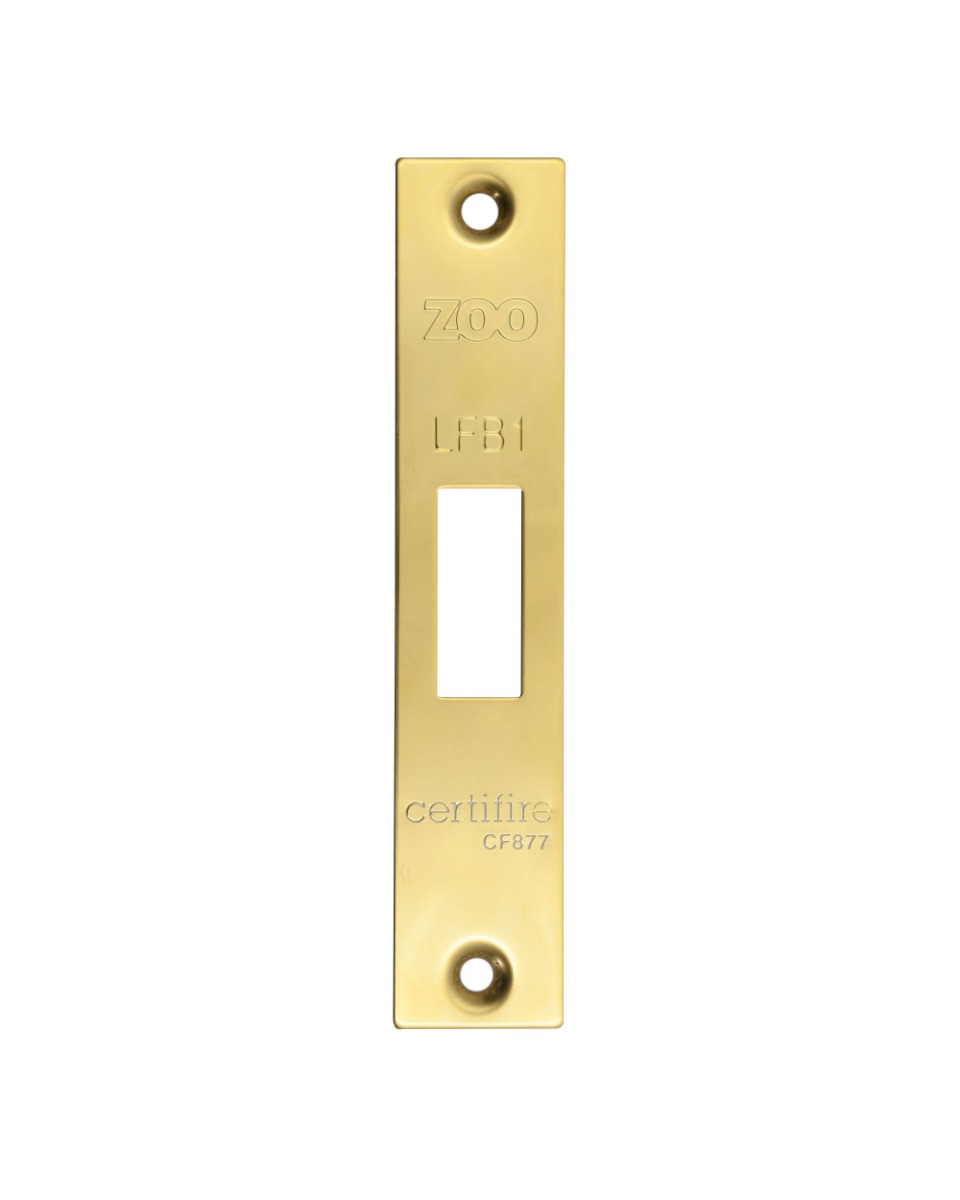 Zoo hardware Square Forend, Strike and Escutcheon Pack For ZFB01 Fire Brigade Lock PVD Polsihed Brass ZFBAP01-S-PVDPB