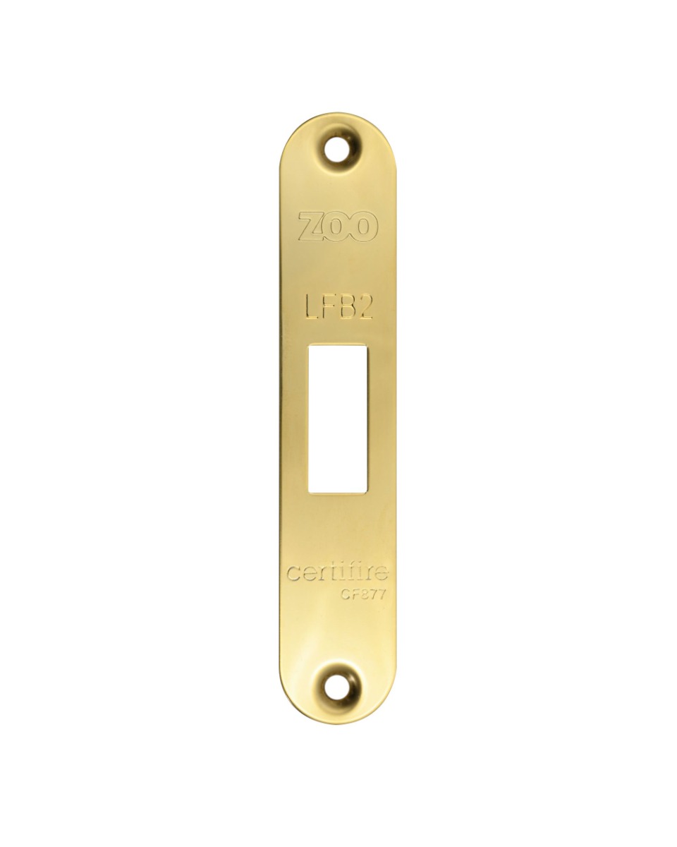 Zoo hardware Radius Forend, Strike and Escutcheon Pack For ZFB02 Fire Brigade Lock PVD Polsihed Brass ZFBAP02-R-PVDPB