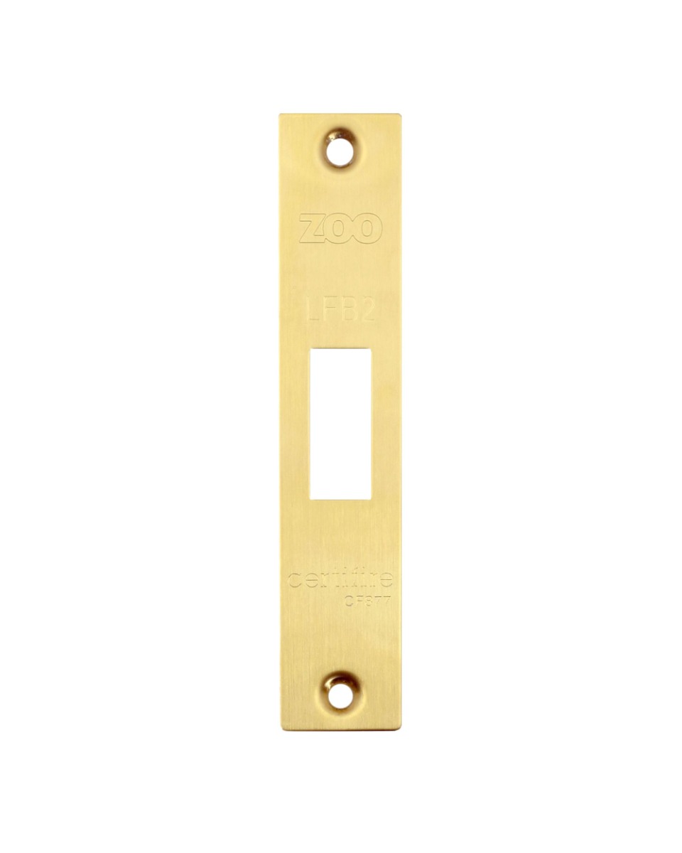 Zoo hardware Square Forend, Strike and Escutcheon Pack For ZFB02 Fire Brigade Lock PVD Satin Brass ZFBAP02-S-PVDSB