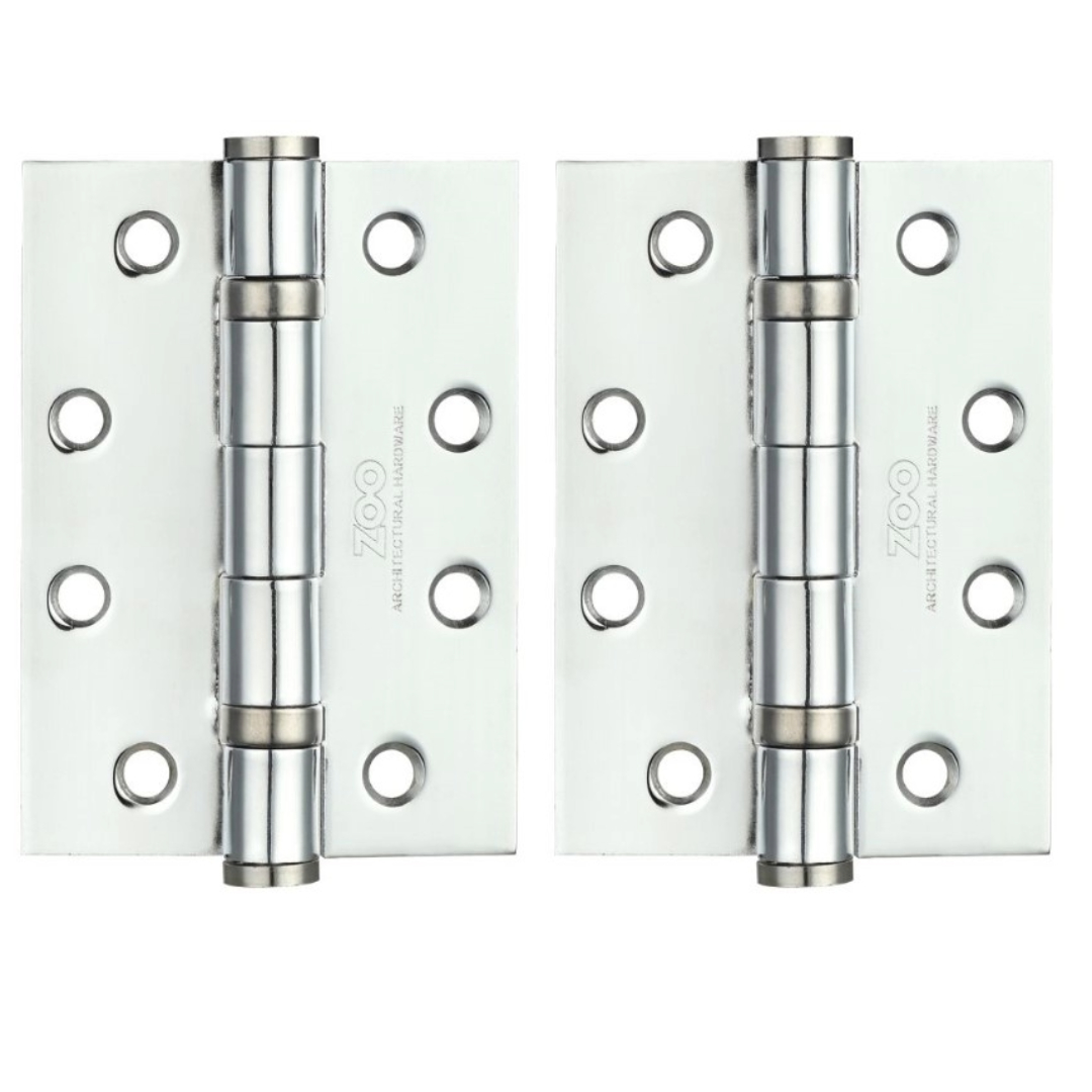 Zoo Hardware ZHS43CP Ball Bearing Hinge - Steel 102 x 76 x 3mm Polished Chrome