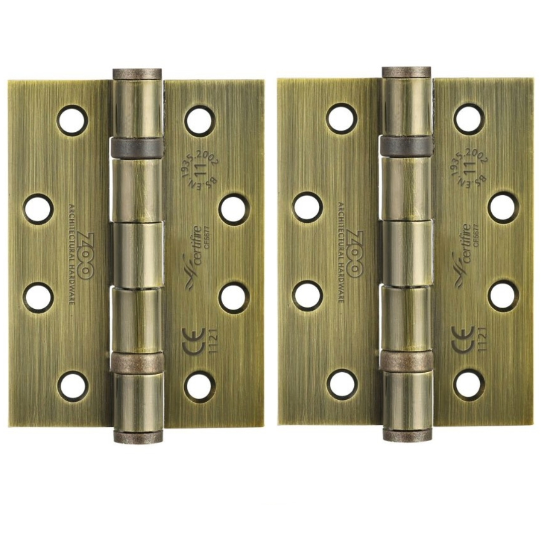 Zoo Hardware ZHS43FB Ball Bearing Hinge - Steel 102 x 76 x 3mm Florentine Bronze