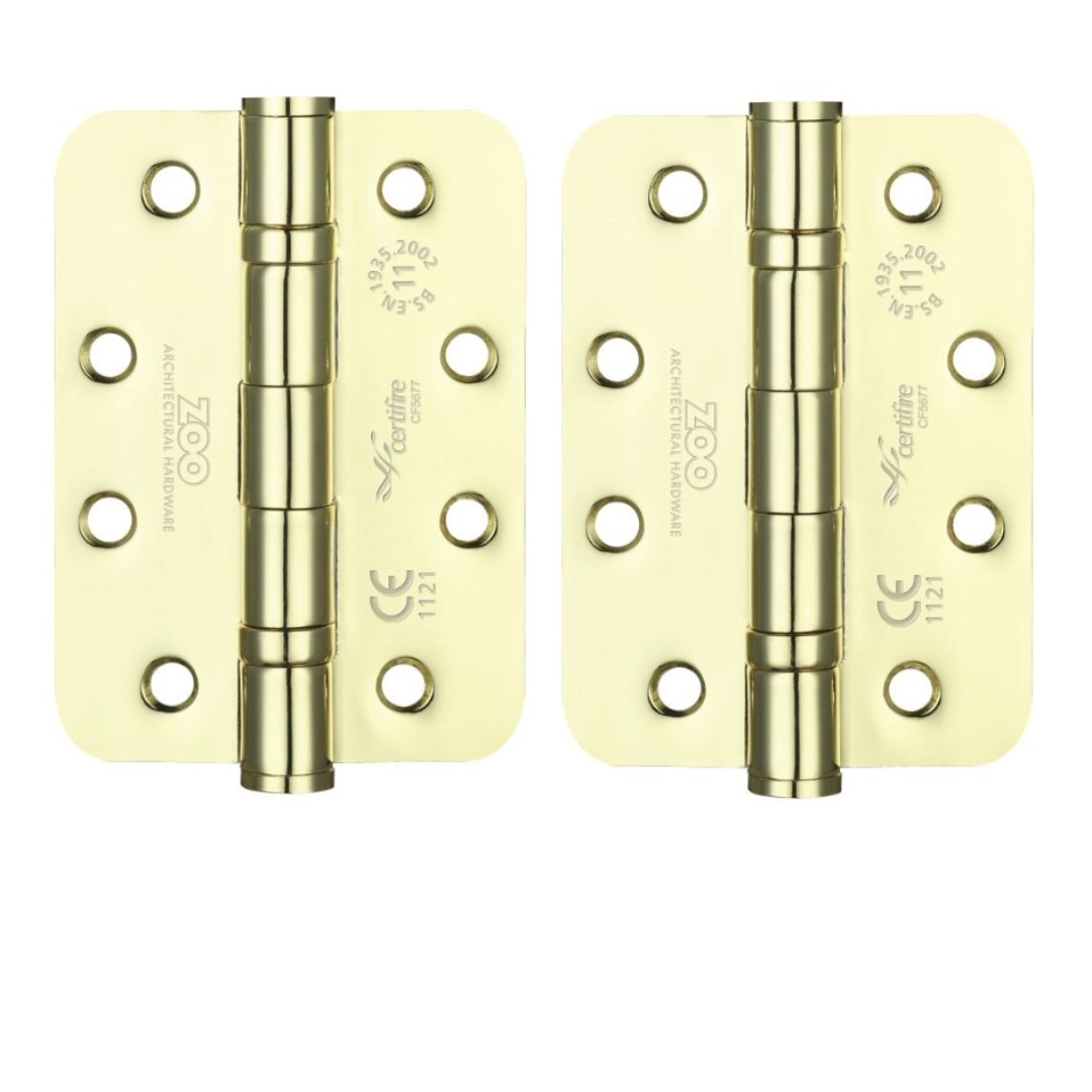 Zoo Hardware ZHS43REB Ball Bearing Hinge - Steel 102 x 76 x 3mm - Radius Electro Brass