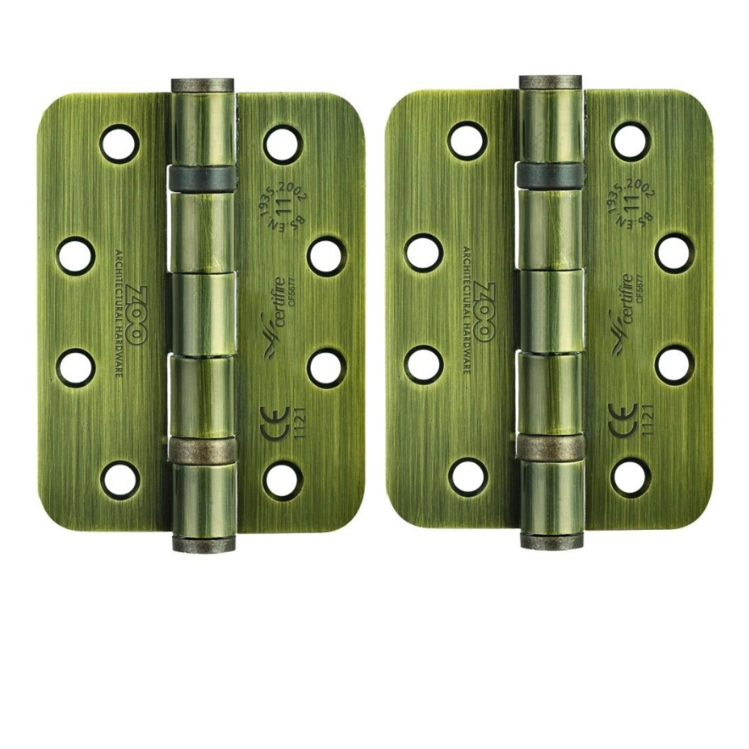 Zoo Hardware ZHS43RFB Ball Bearing Hinge - Steel 102 x 76 x 3mm - Radius Florentine Bronze