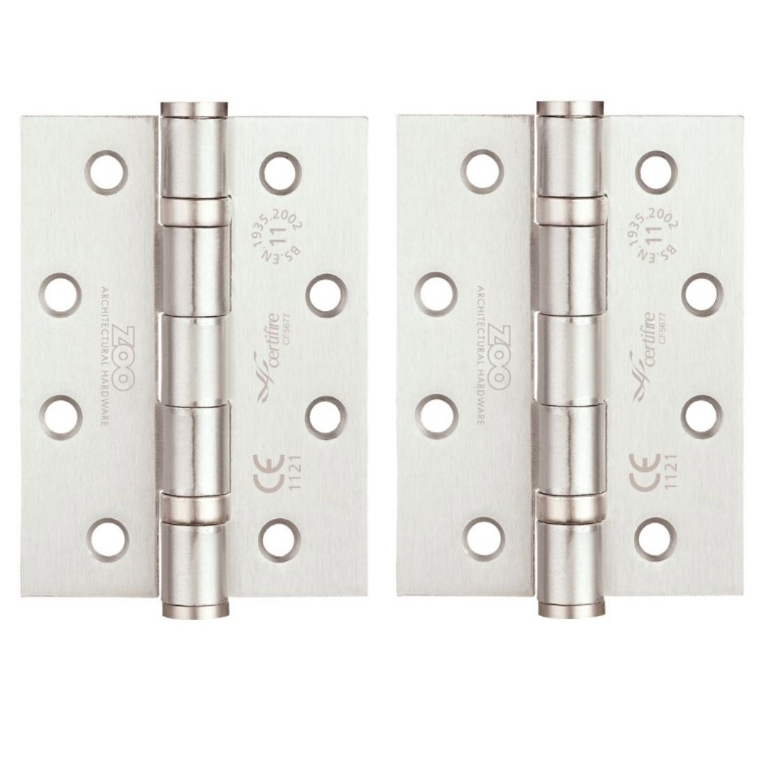 Zoo Hardware ZHS43SN Ball Bearing Hinge - Steel 102 x 76 x 3mm Satin Nickel