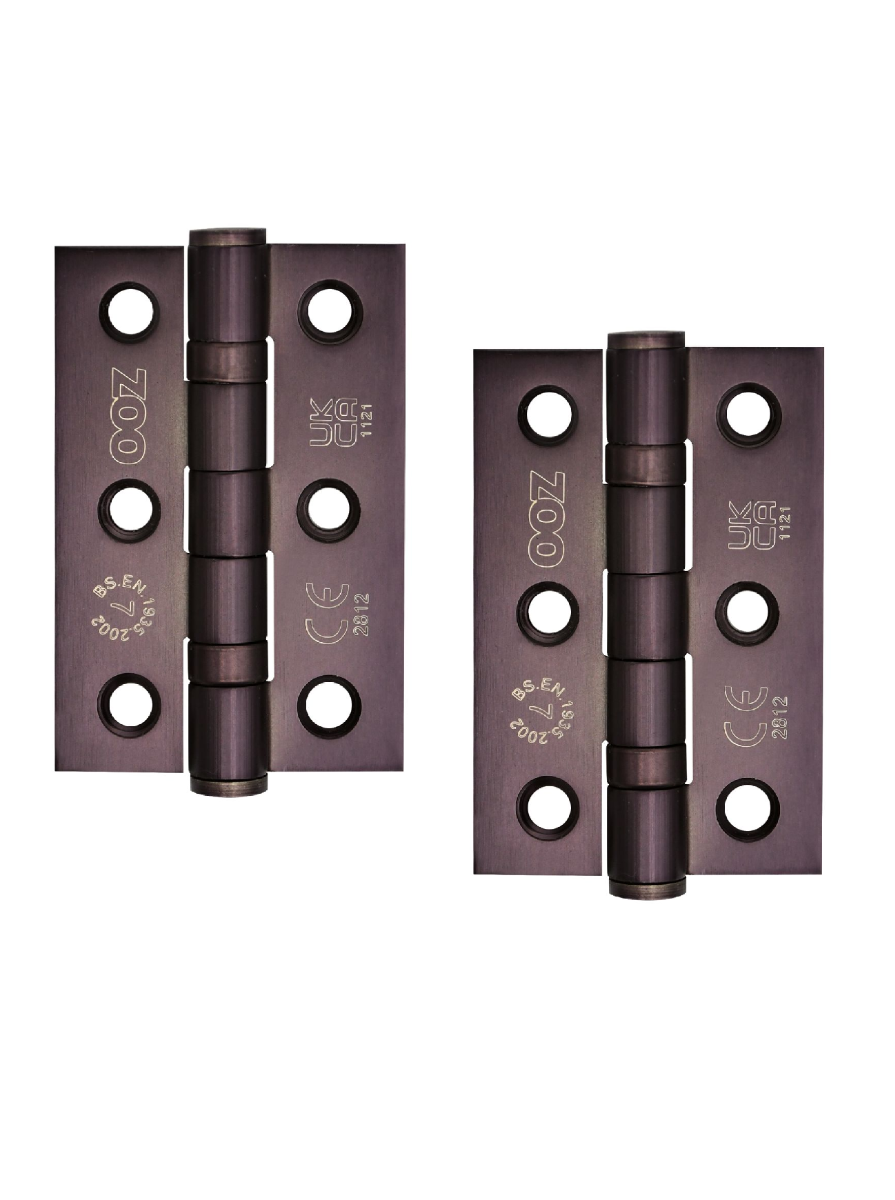 Zoo Hardware ZHSS232-ETB Hinges - Ball Bearing 76mm x 50mm x 2mm Square Corner - Etna Bronze