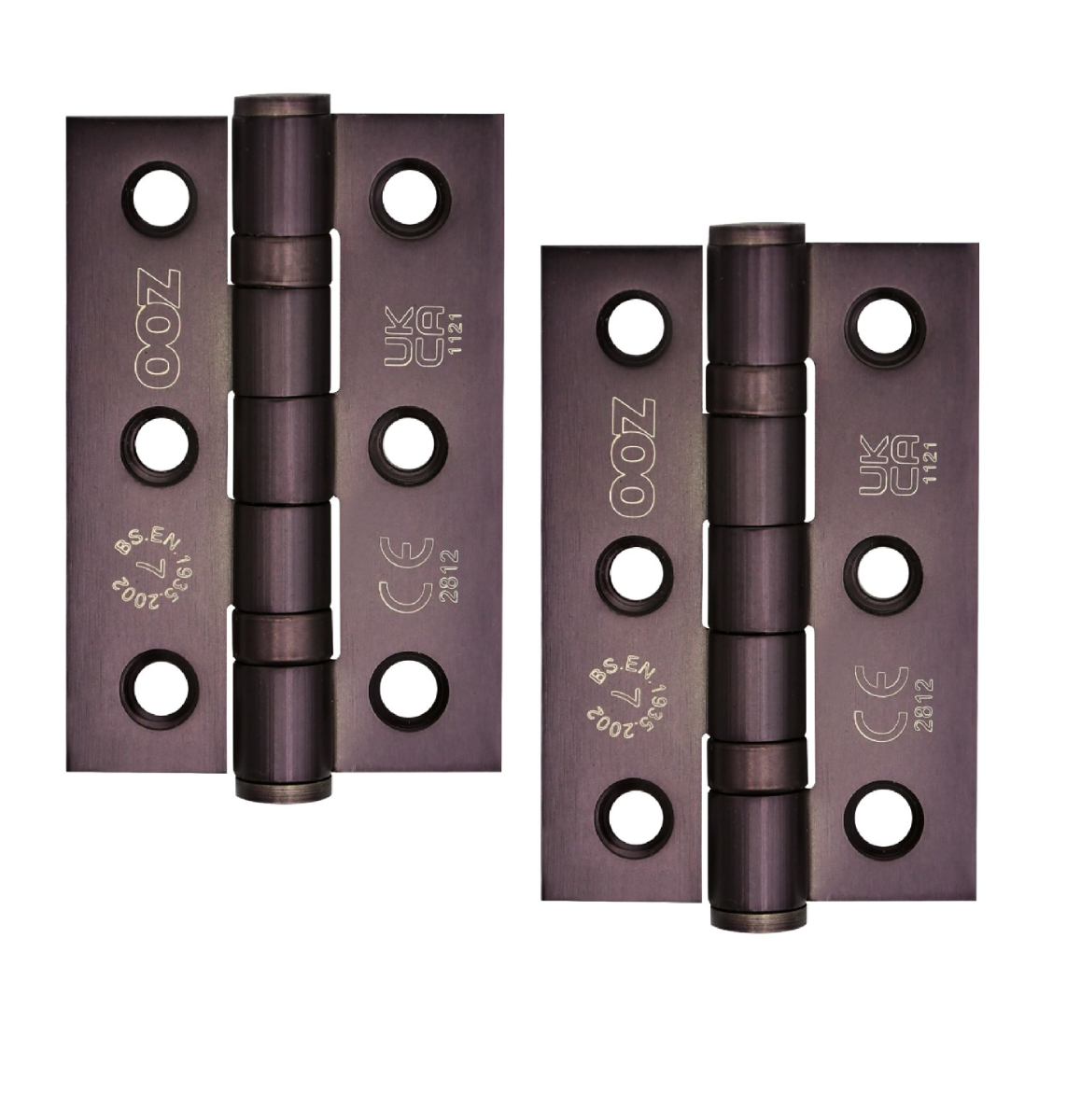 Zoo Hardware  Door Hinges Stainless Steel Ball Bearing Grade 7 Certifire UKCA/CE 76mm Etna Bronze