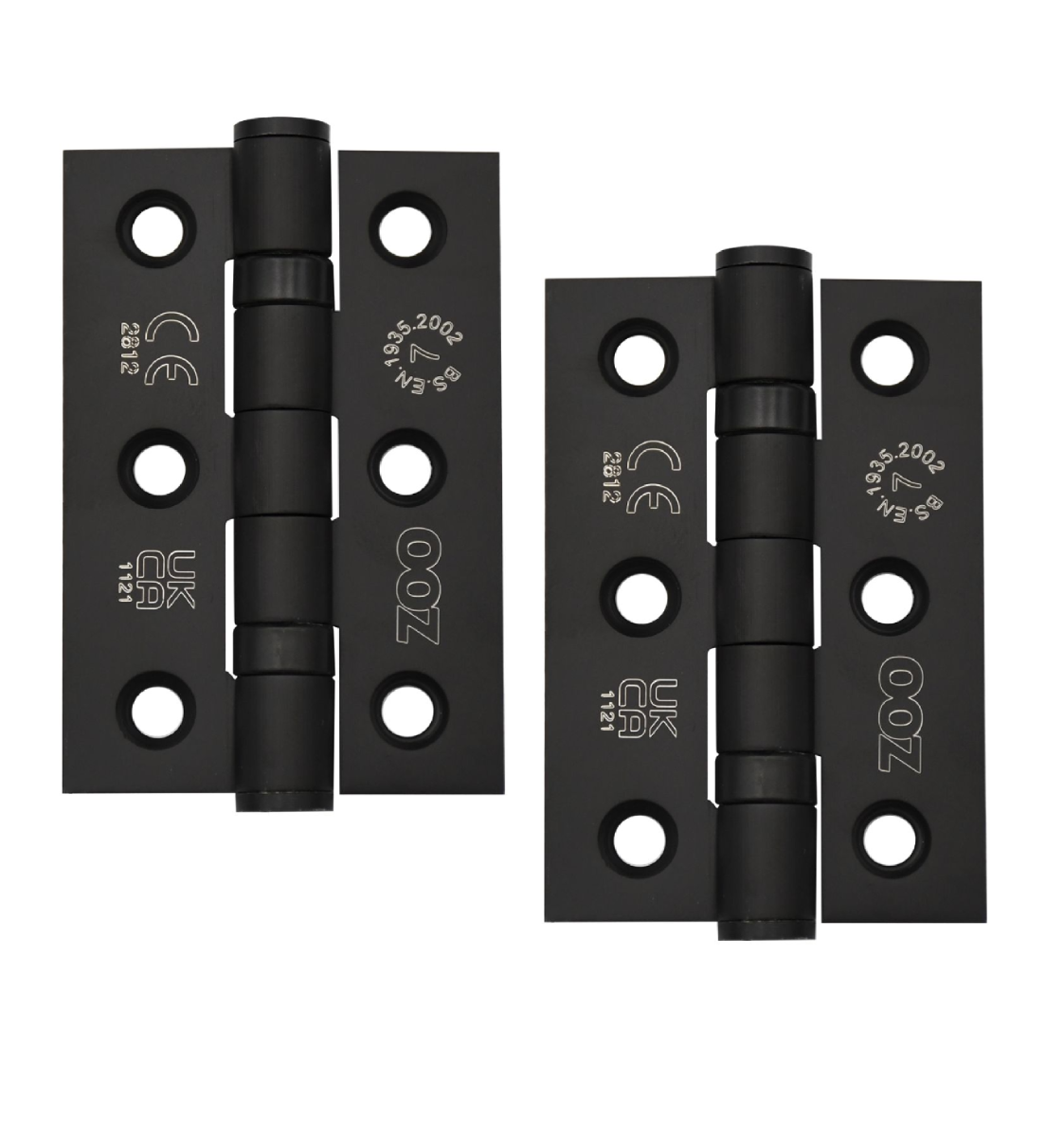 Zoo Hardware Door Hinges Stainless Steel Ball Bearing Grade 7 Certifire UKCA/CE 76mm Matt Black