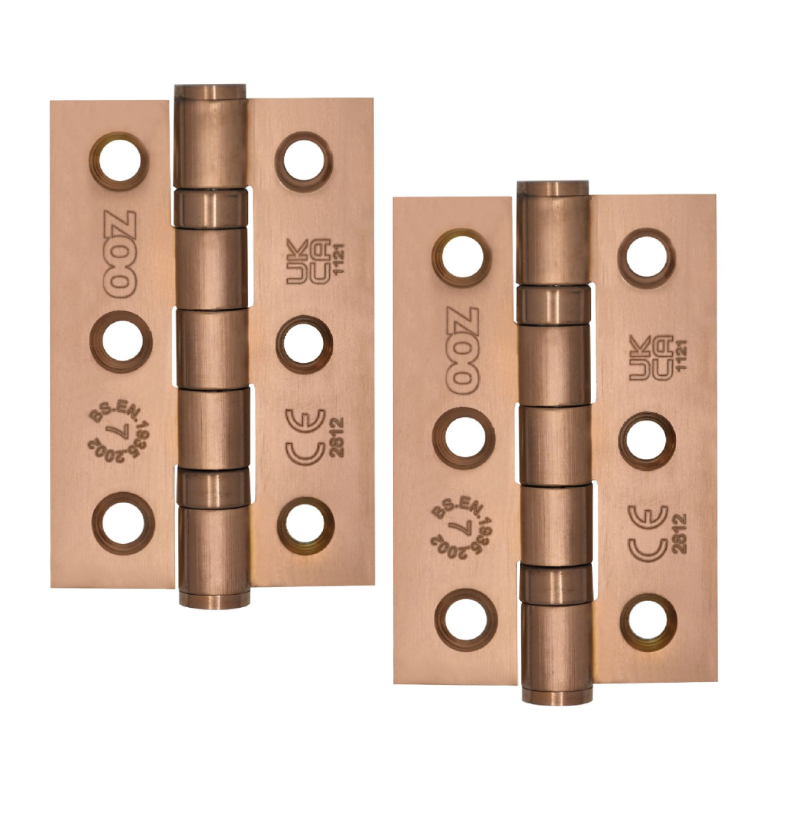 Zoo Hardware Door Hinges Stainless Steel Ball Bearing Grade 7 Certifire UKCA/CE 76mm PVD Bronze
