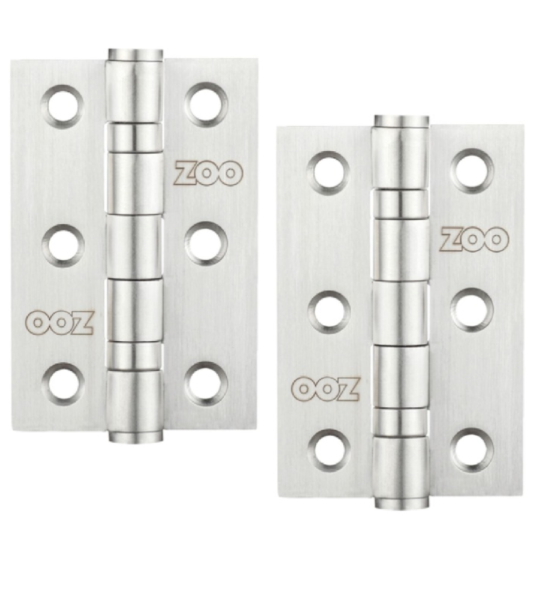Zoo Hardware Door Hinges Stainless Steel Ball Bearing Grade 7 Certifire UKCA/CE 76mm Satin Stainless Steel