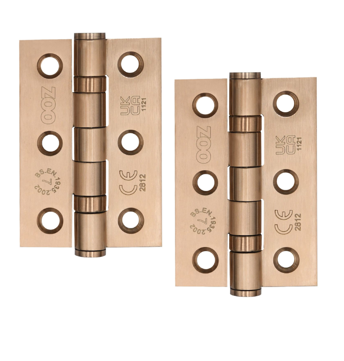Zoo Hardware  Door Hinges Stainless Steel Ball Bearing Grade 7 Certifire UKCA/CE 76mm Tuscan Rose Gold