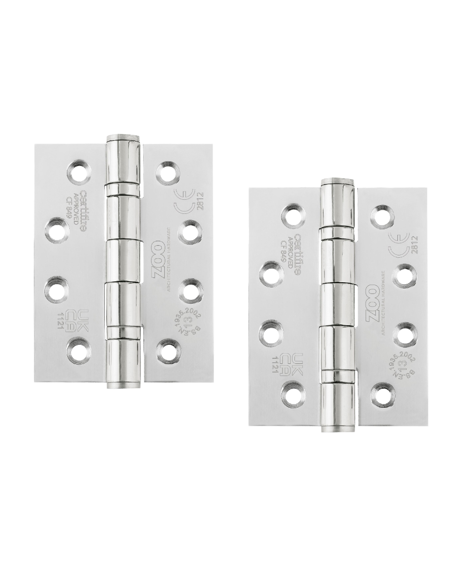 Zoo Hardware ZHSS243P Grade 13 Ball Bearing Hinge Stainless Steel - Grade 201 - 102 x 76 x 3mm Polished Stainless