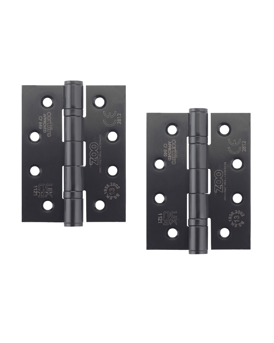 Zoo Hardware ZHSS243PCB Grade 13 Ball Bearing Hinge Stainless Steel - Grade 201 - 102 x 76 x 3mm Powder Coat Black