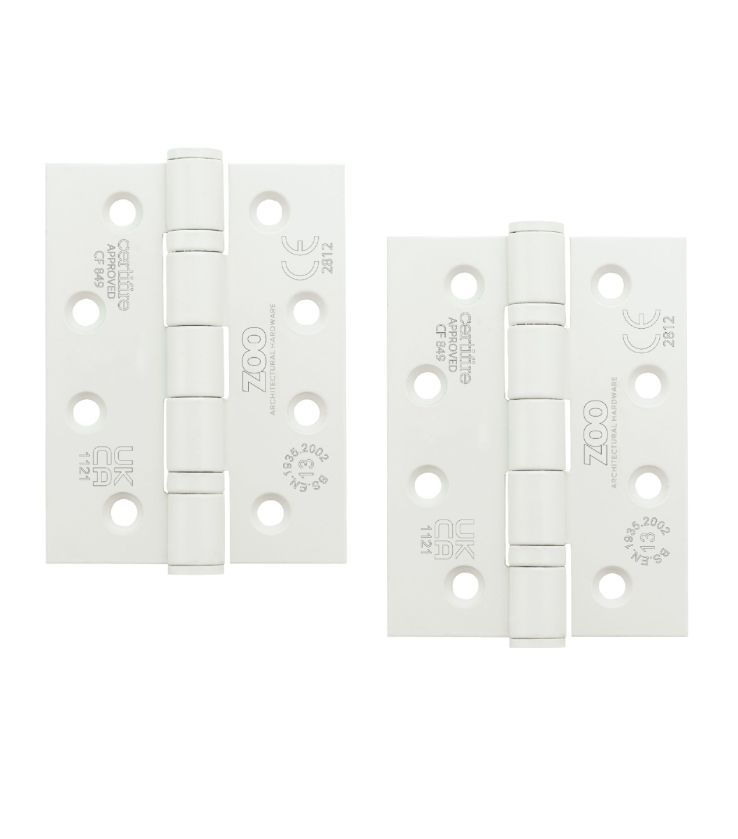 Zoo Hardware ZHSS243 Grade 13 Ball Bearing Hinge Stainless Steel - Grade 201 - 102 x 76 x 3mm Powder coat White