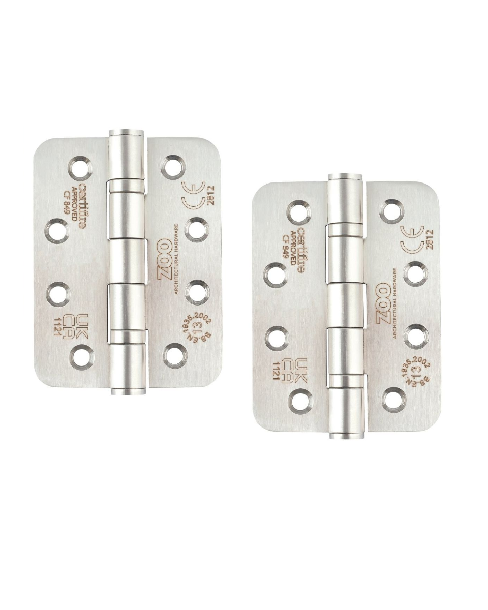Zoo Hardware ZHSS243RS Grade 13 Ball Bearing Hinge Stainless Steel Radius - Grade 201 -102 x 76 x 3mm Satin Stainless