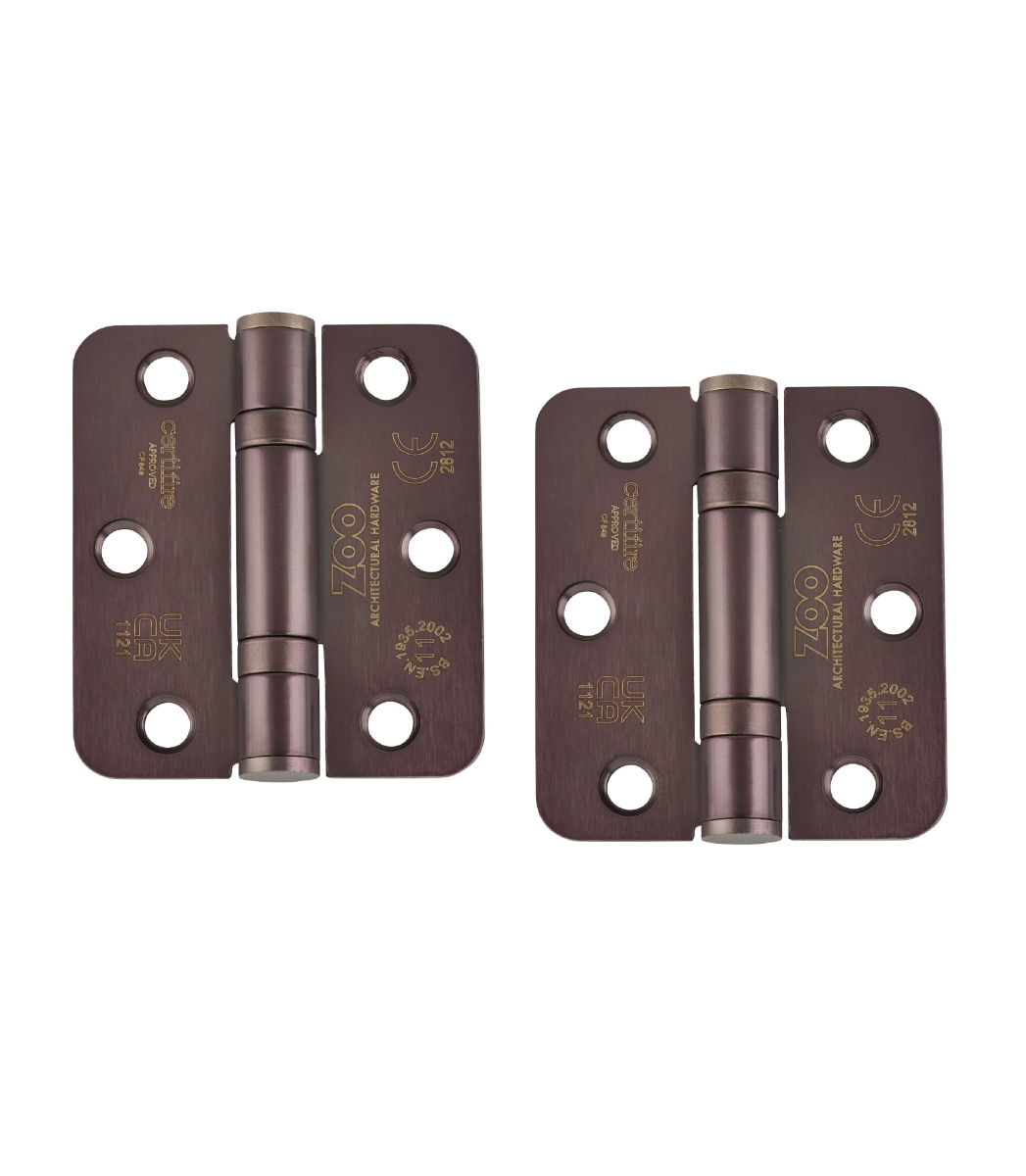 Zoo Hardware ZHSS7667R-ETB Grade 11 Hinges - Ball Bearing 76mm x 67mm x 2.5mm Radius Corner - Etna Bronze