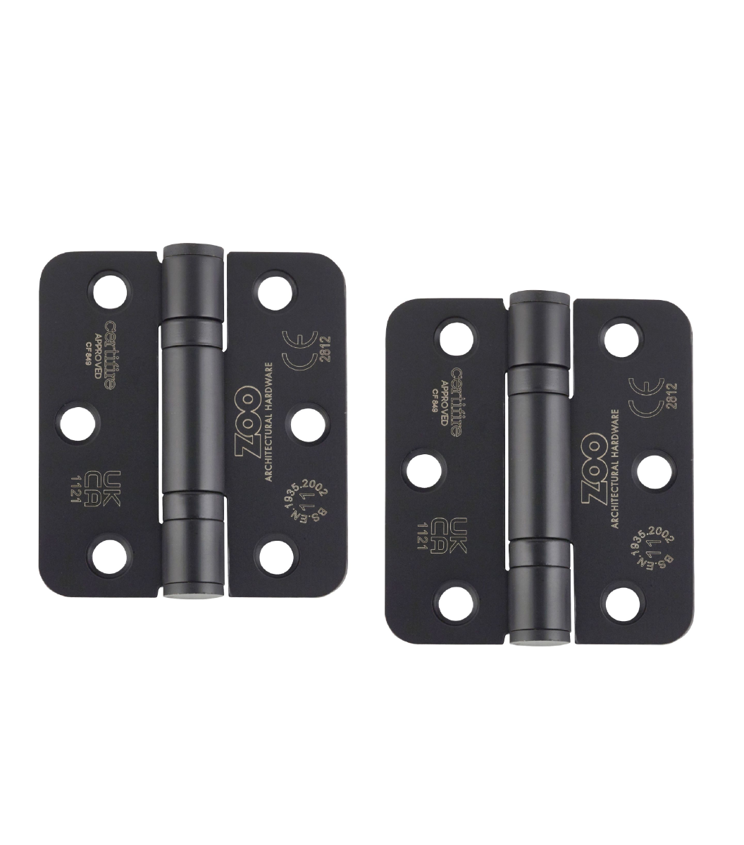 Zoo Hardware ZHSS7667R-MB Grade 11 Hinges - Ball Bearing 76mm x 67mm x 2.5mm Radius Corner - Matt Black