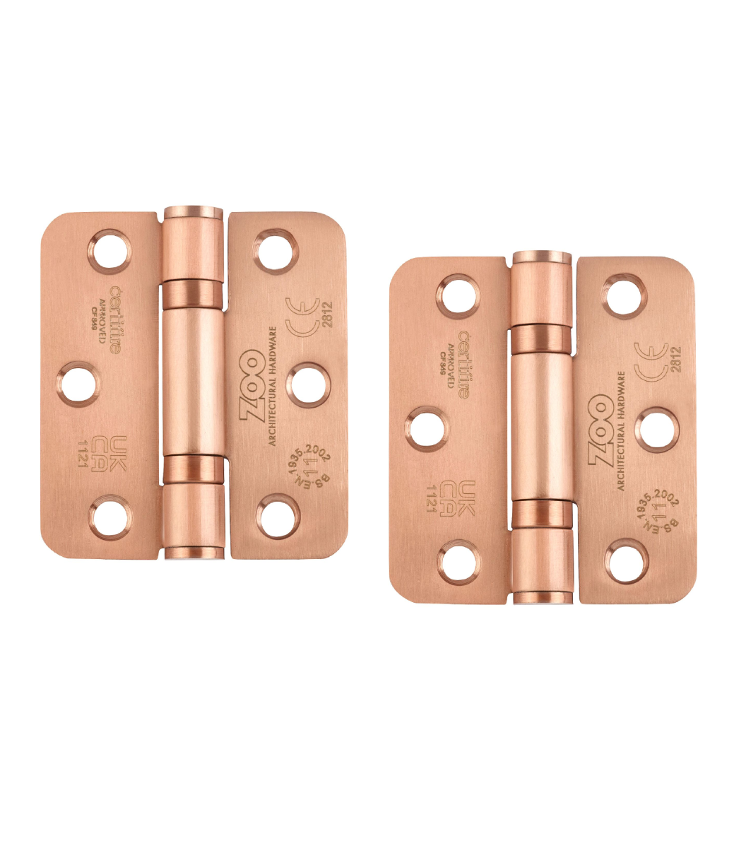 Zoo Hardware ZHSS7667R-TRG Grade 11 Hinges - Ball Bearing 76mm x 67mm x 2.5mm Radius Corner - Tuscan Rose Gold