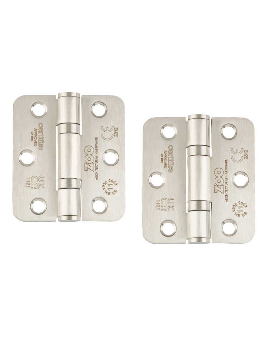 Zoo Hardware ZHSS7667RS Grade 11 Ball Bearing Hinge Stainless Steel Radius - Grade 201 -76 x 67 x 2.5mm Satin Stainless