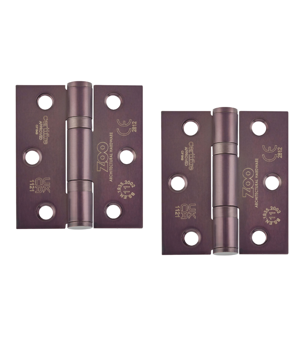 Zoo Hardware ZHSS7667S-ETB Grade 11 Hinges - Ball Bearing 76mm x 67mm x 2.5mm Square Corner - Etna Bronze