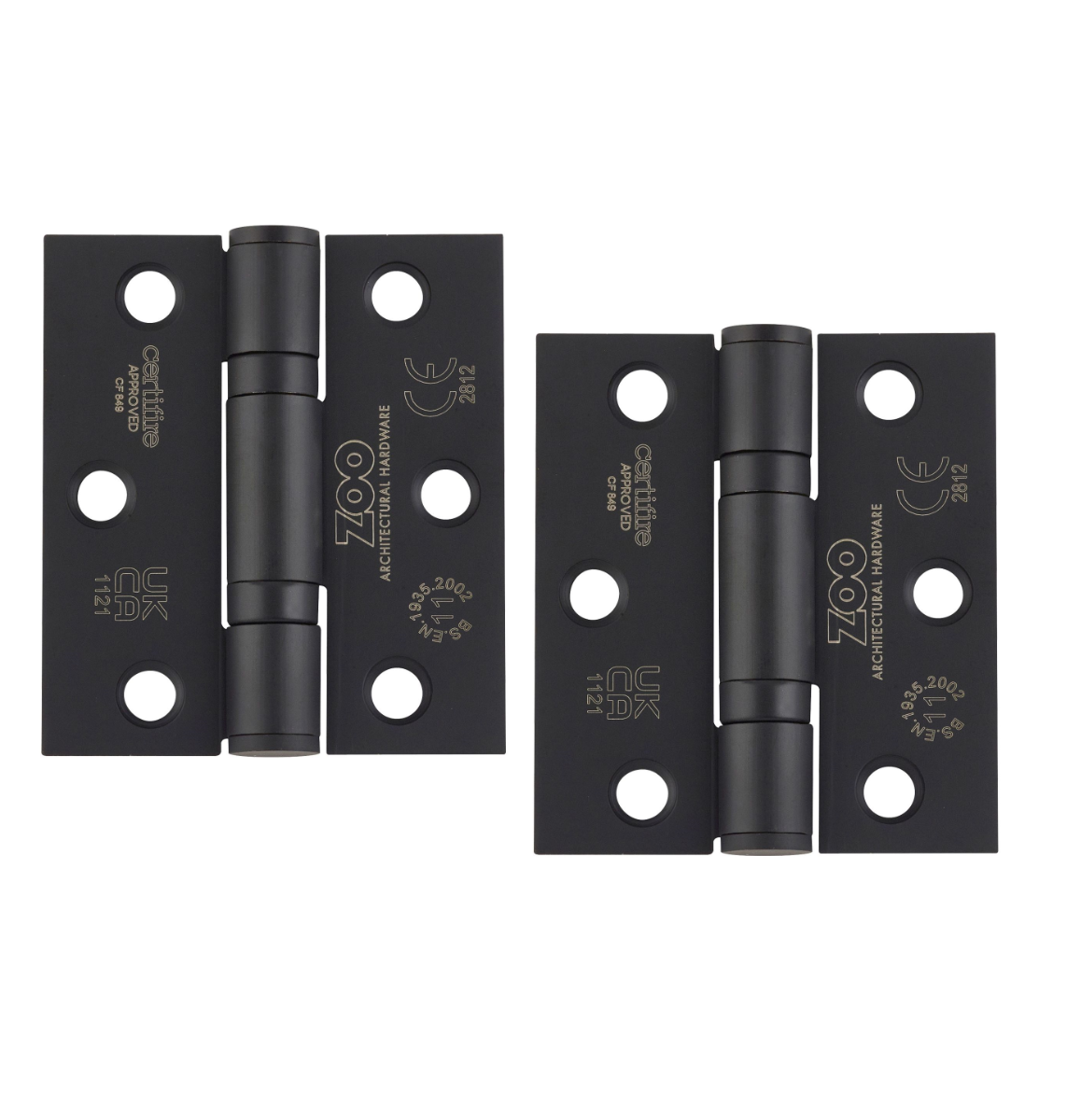 Zoo Hardware ZHSS7667S-PCB Grade 11 Hinges - Ball Bearing 76mm x 67mm x 2.5mm Square Corner - Powder Coated Black