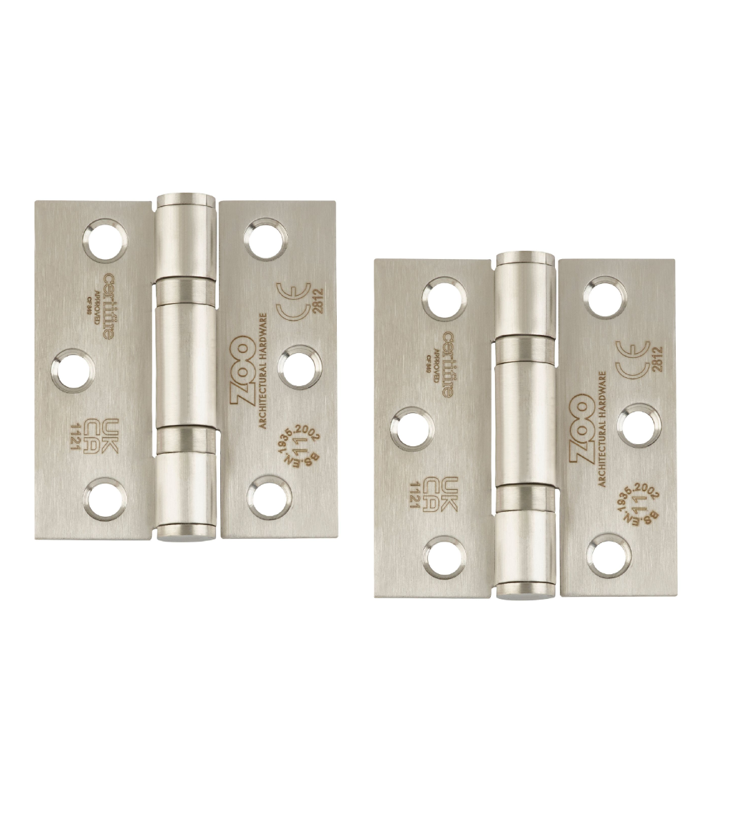 Zoo Hardware ZHSS7667S-SSS Grade 11 Ball Bearing Hinge Stainless Steel Square - Grade 201 -76 x 67 x 2.5mm Satin Stainless Steel