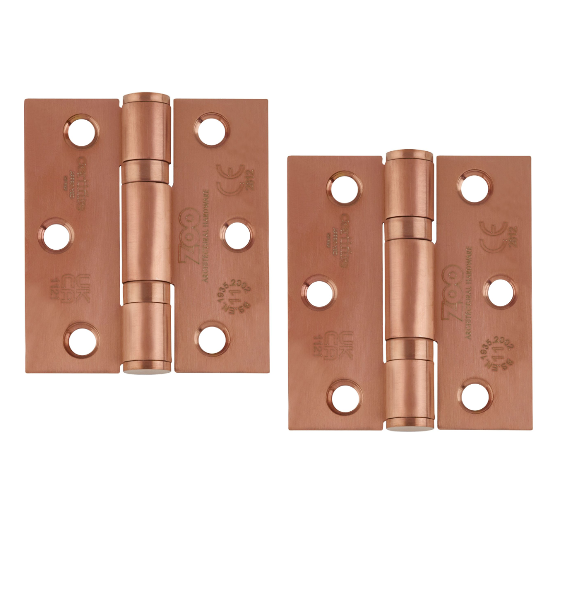 Zoo Hardware ZHSS7667S-TRG Grade 11 Hinges - Ball Bearing 76mm x 67mm x 2.5mm Square Corner - Tuscan Rose Gold