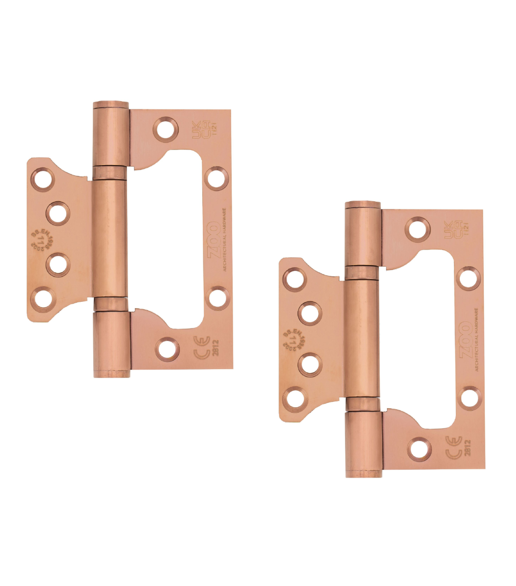 Zoo Hardware Flush / Interleaf Hinge Pair - CE/UKCA - Grade 11 - Brushed Bronze PVD ZHSSFH-243S-PVDBZ