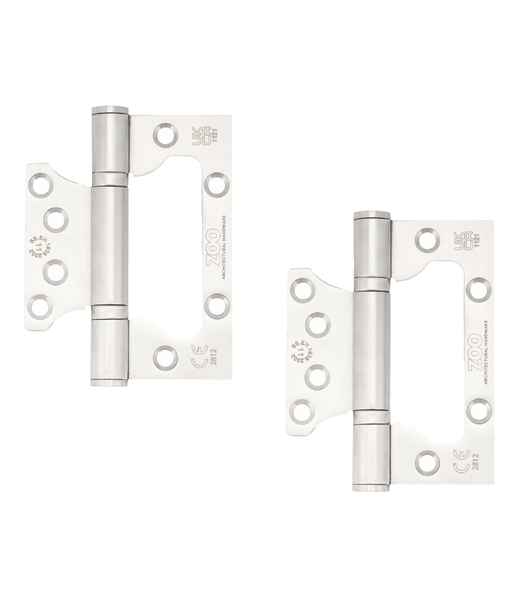 Zoo Hardware Flush / Interleaf Hinge� Pair - CE/UKCA - Grade 11 - Satin Stainless Steel ZHSSFH-243S