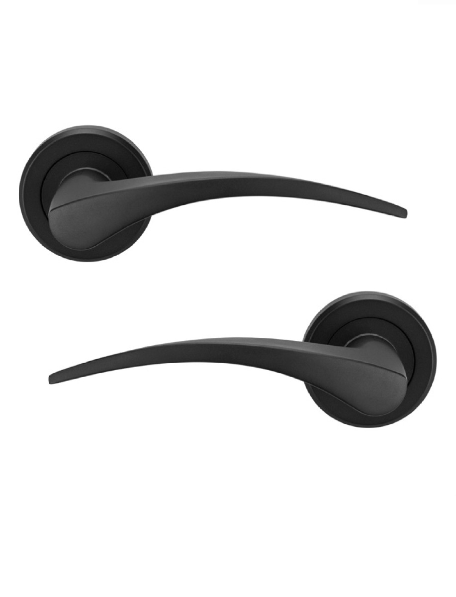 ZIN3112MB Serozzetta Olivier Lever Door Handle On Round Rose  Matt Black