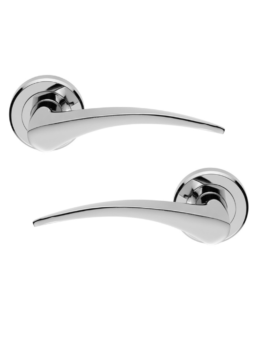 ZIN3112PC Serozzetta Olivier Lever Door Handle On Round Rose Concealed Fix Polished Chrome