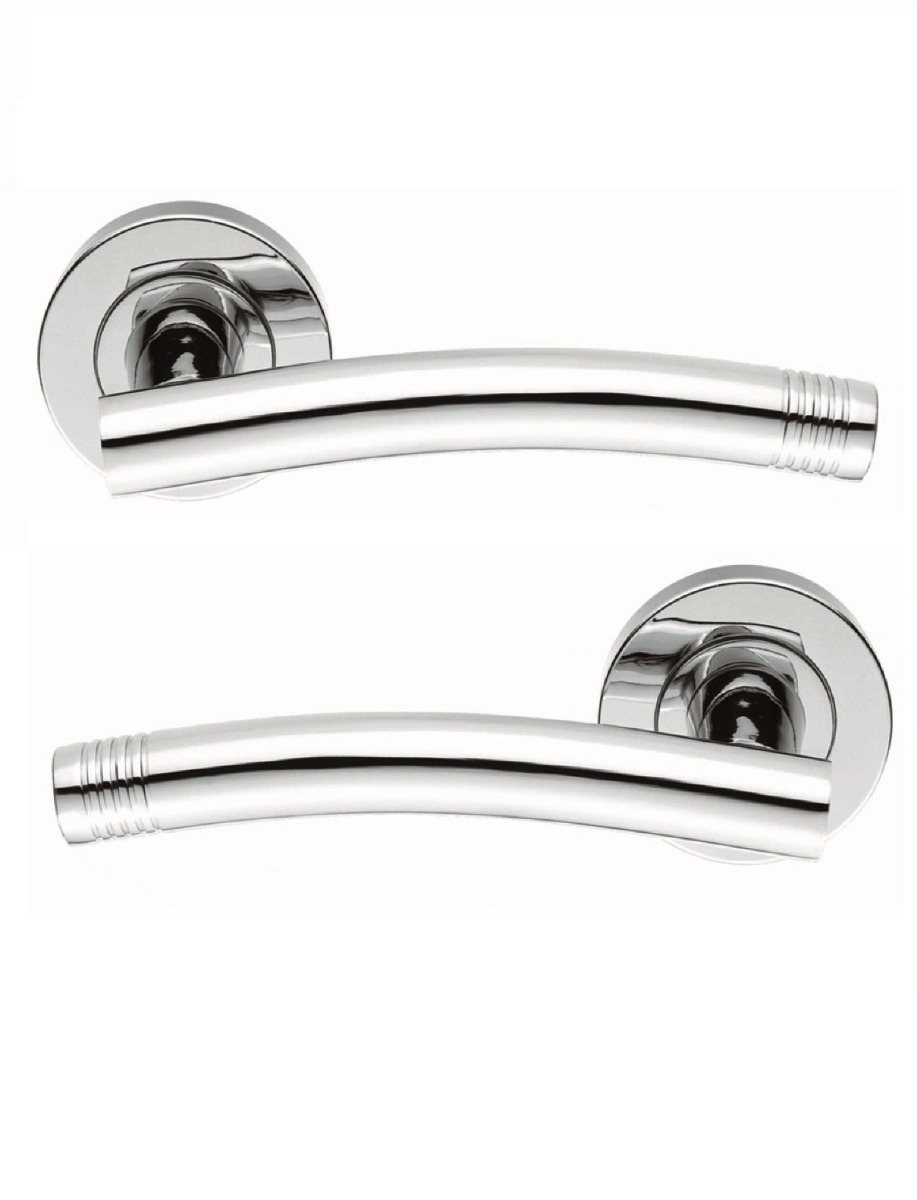 ZIN3115PC Serozzetta Carolina Lever Door Handle On Round Rose Concealed Fix Polished Chrome