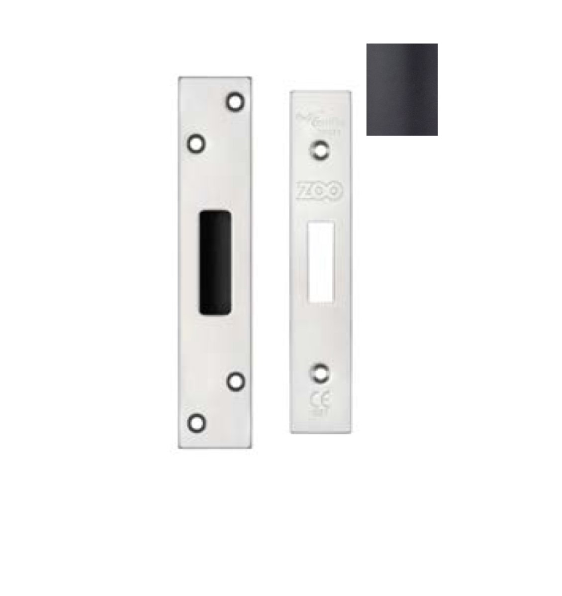 Zoo Hardware ZLAP11-PCB Spare Sq. Acc Pk for UK Deadlock - Contains Forend, Strike & Screws - Powder Coated Black