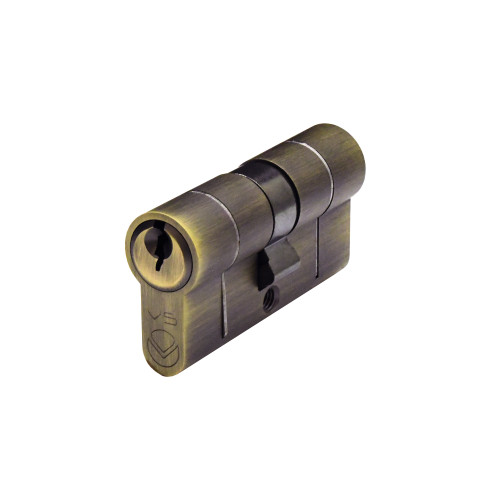 Zoo Hardware Vier V5 70mm Euro Double Cylinder Keyed to Differ Antique Brass V5EP70DABKTD