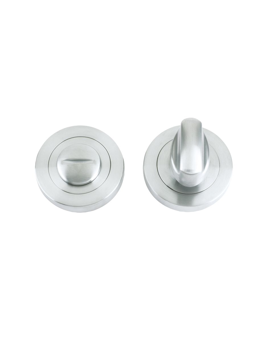 Zoo Hardware ZPZ004SC Turn and Release complete with Escutcheons and 5mm spindle 50mm dia Satin Chrome
