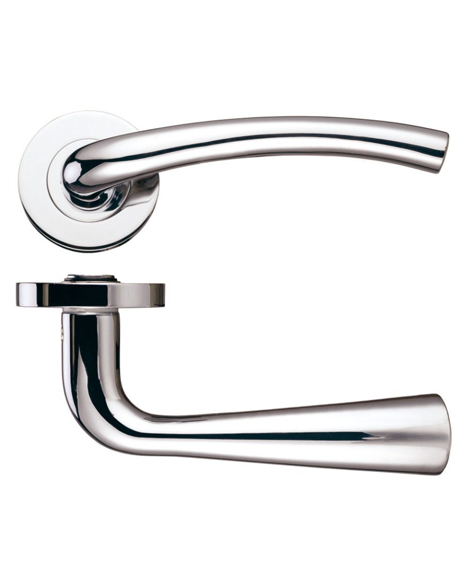 ZOO HARDWARE ZPZ010PN Assisi Lever Door Handle - Screw On Rose 130mm x 65mm Polished Nickel
