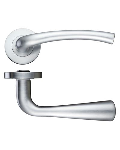 Zoo Hardware ZPZ010SC Assisi Lever Door Handle - Screw On Rose 130mm x 65mm Satin Chrome