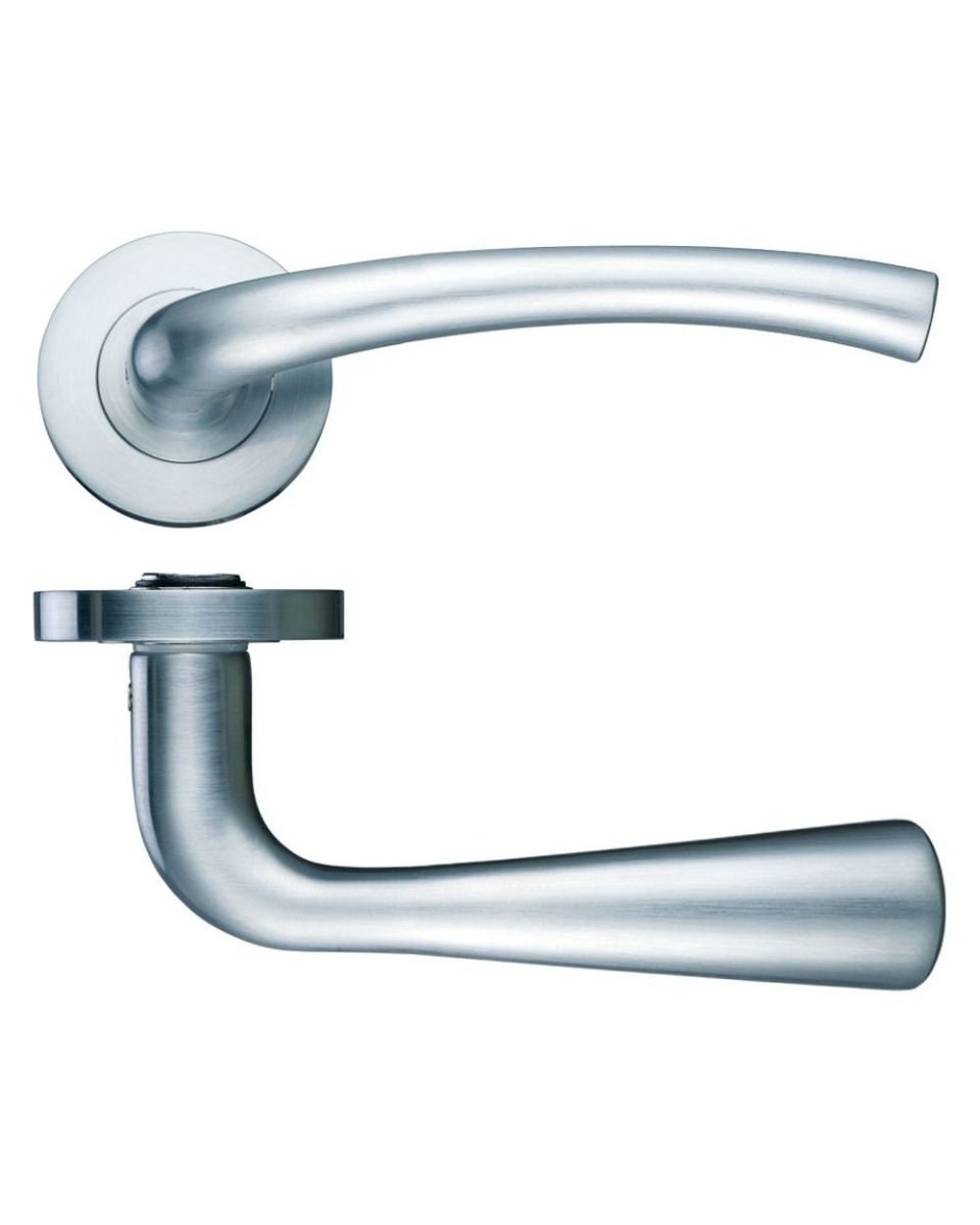 ZOO HARDWARE ZPZ010SN Assisi Lever Door Handle - Screw On Rose 130mm x 65mm Satin Nickel