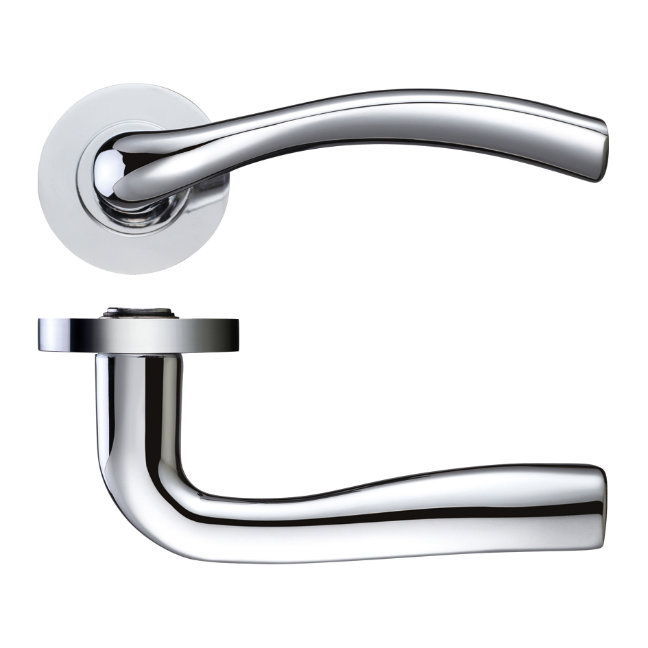 Zoo Hardware ZPZ050CP Siena Lever Door Handle - Screw On Rose Polished Chrome