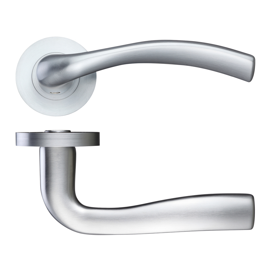 Zoo Hardware ZPZ050SC Siena Lever Door Handle - Screw On Rose Satin Chrome