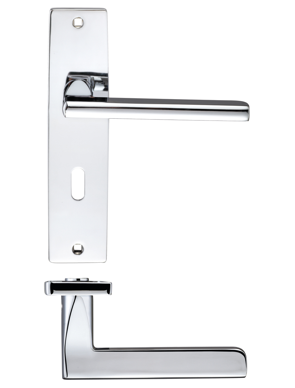Zoo Hardware ZPZ071CP Venice Lever Lock (57mm c/c) On Backplate - 180x43mm Polished Chrome