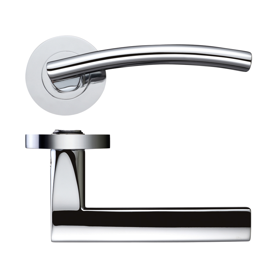 Zoo Hardware ZPZ080CP Amalfi Lever Door Handle - Screw On Rose Polished Chrome