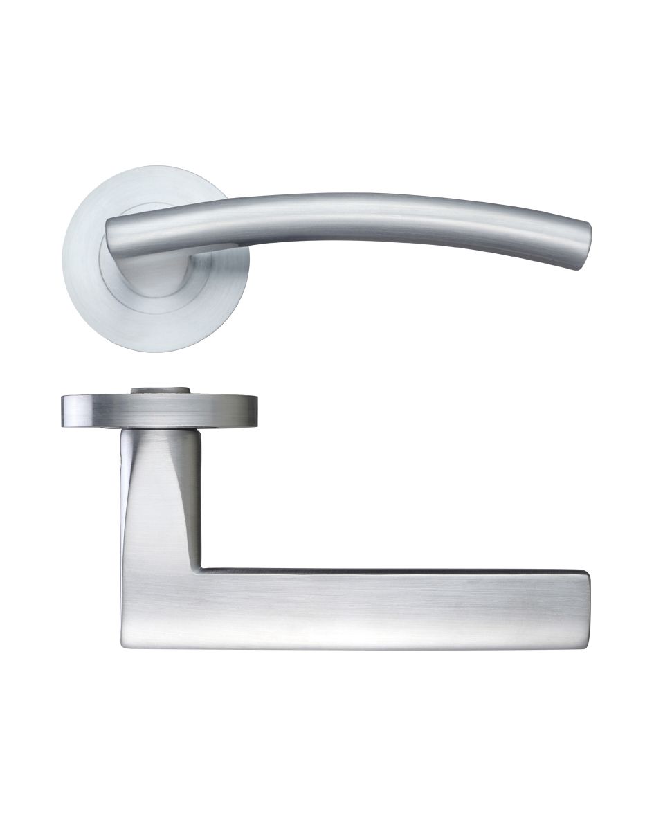 Zoo Hardware ZPZ080SC Amalfi Lever Door Handle - Screw On Rose Satin Chrome