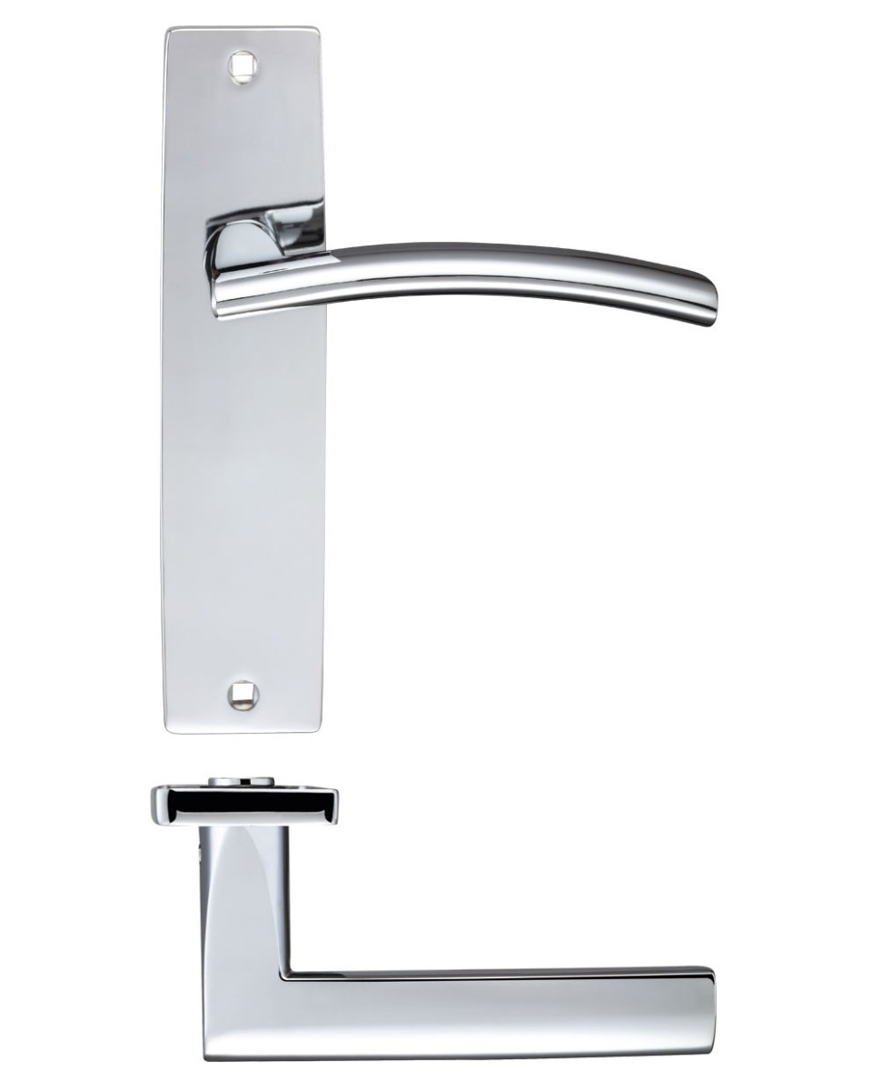 Zoo Hardware ZPZ082CP Amalfi Lever Latch On Backplate - 180x43mm Polished Chrome