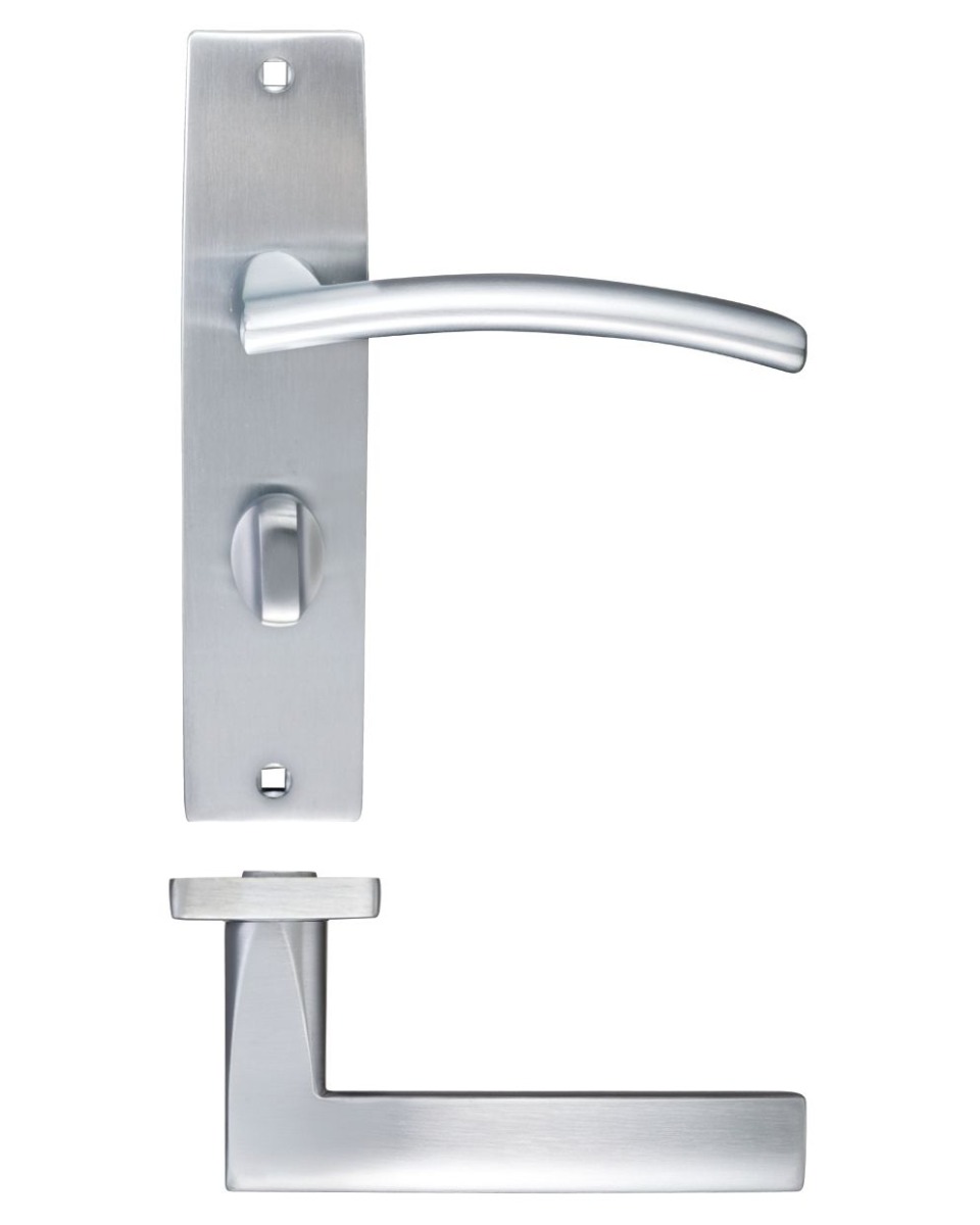 Zoo Hardware ZPZ083SC Amalfi Lever Bathroom (57mm c/c) On Backplate - 180x43mm Satin Chrome