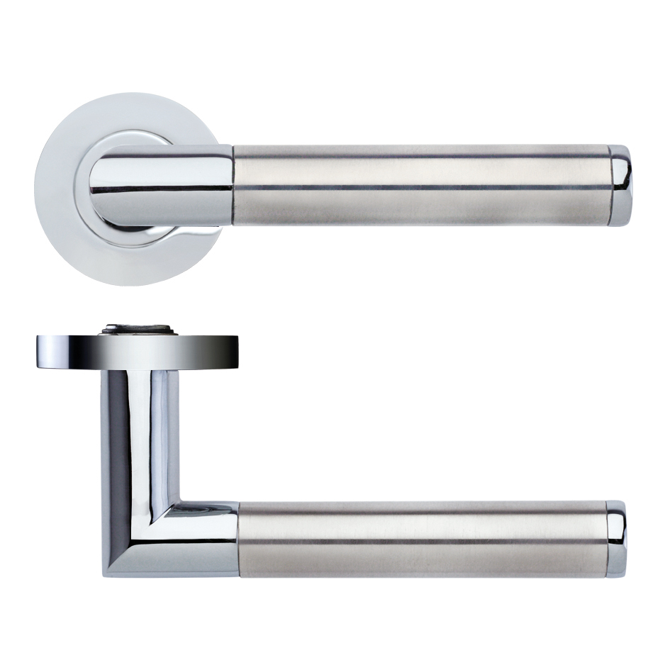 Zoo Hardware ZPZ170CPSS Luna lever on round rose Satin Stainless