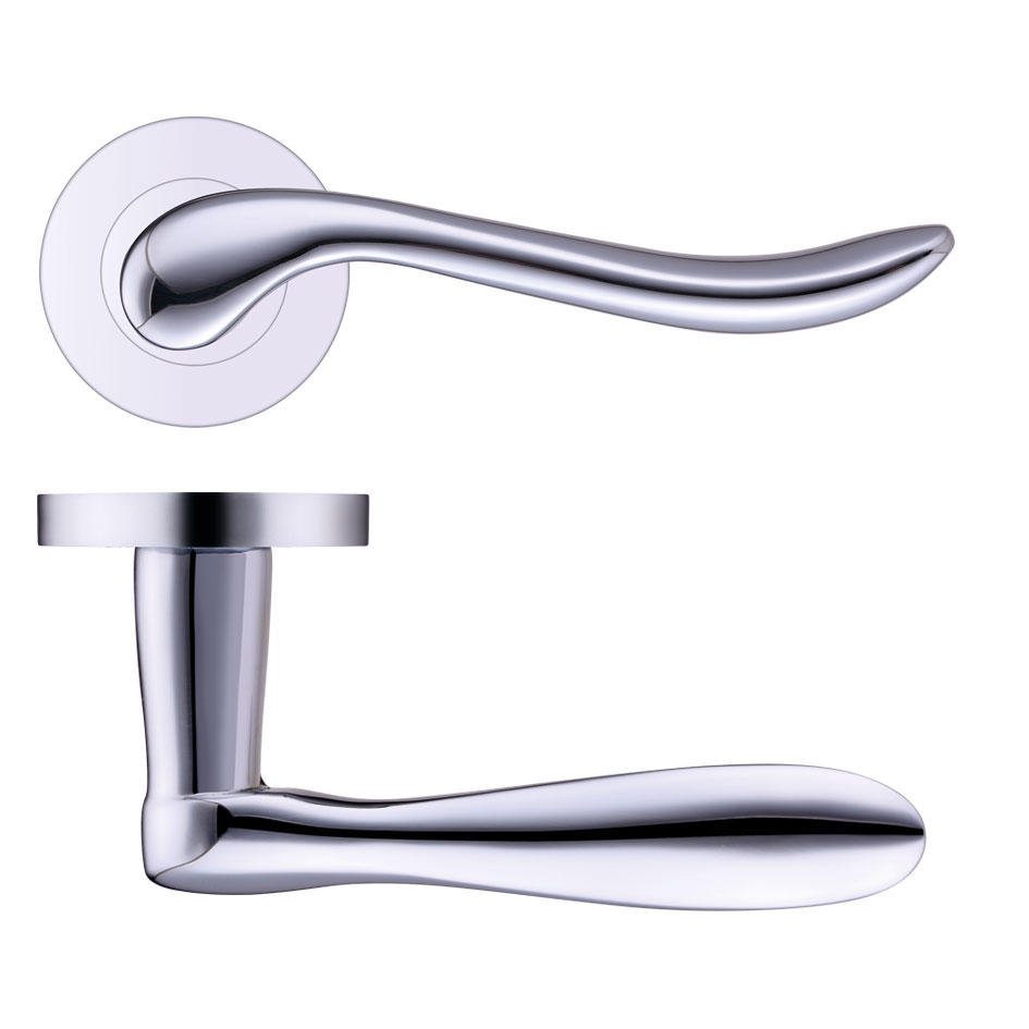 Zoo Hardware ZPZ240CP Lincoln Lever Door Handle - Screw on Rose Polished Chrome