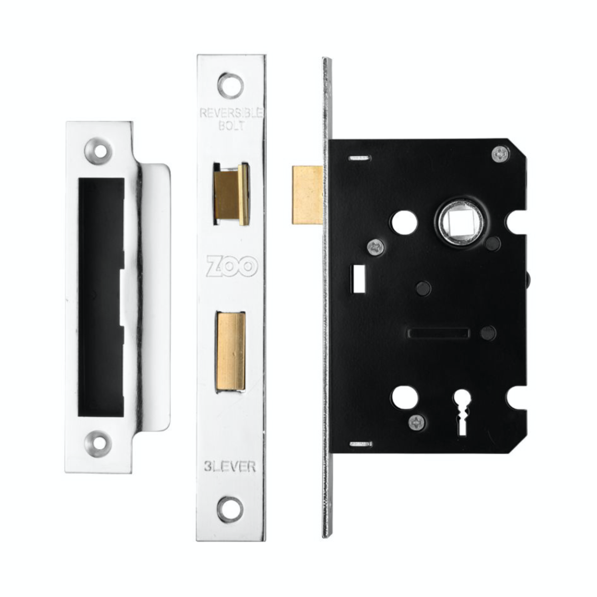 Zoo Hardware ZSC364PS 3 Lever Sashlock 2.5