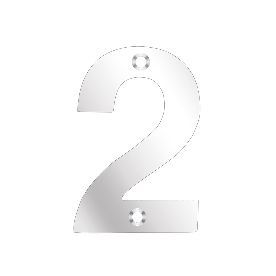 Zoo Hardware ZSN02APS Door Numeral - No 2 - 75mm Polished Stainless