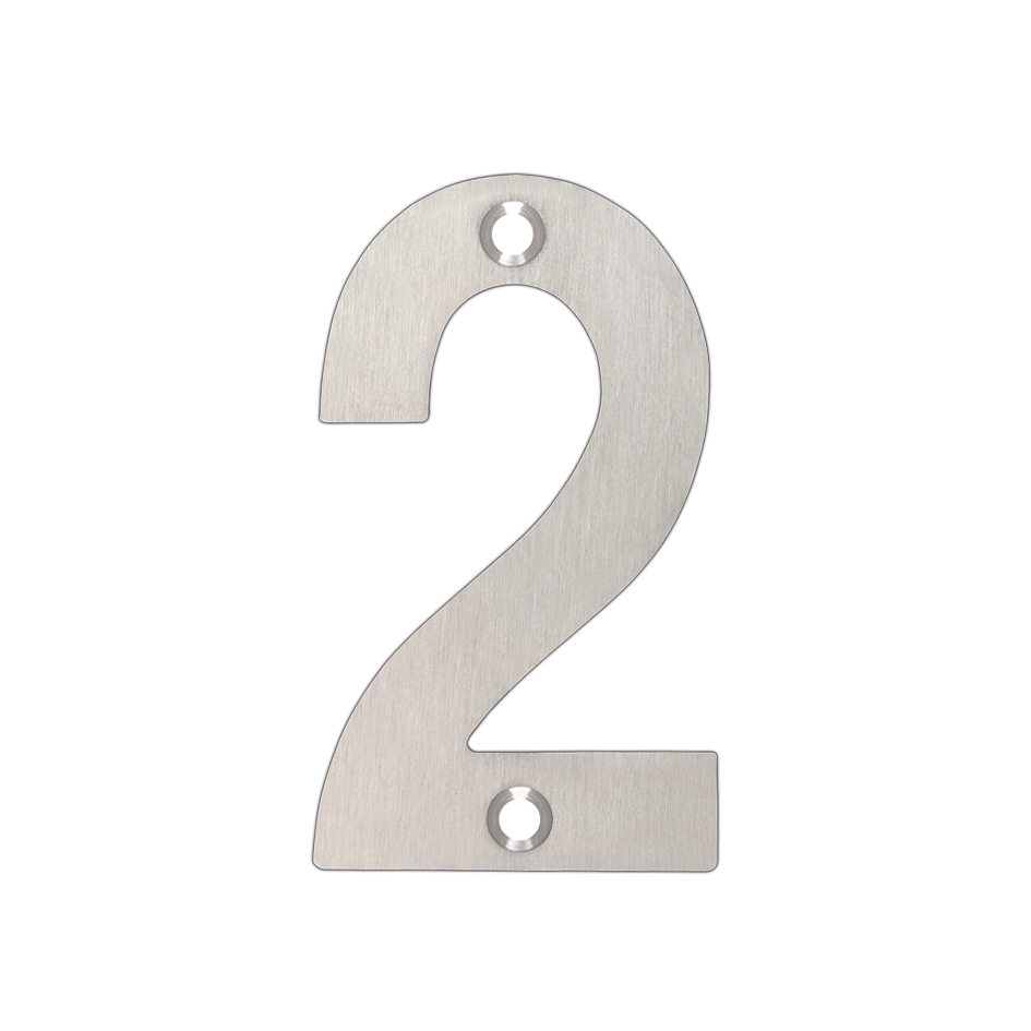 Zoo Hardware ZSN02ASS Door Numeral - No 2 - 75mm Satin Stainless